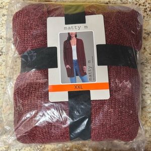♥️NWT MATTY M RIB STITCH CHENILLE CARDIGAN RED XXL